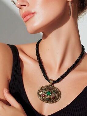 Statement Vintage inspired Necklace with Gemstones